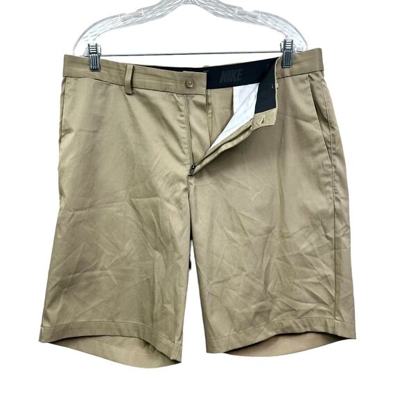 Nike Mens Dri-Fit Golf Shorts Stretch Elastic Waist Slash Pockets Zip Fly Tan 36 - Picture 3 of 7